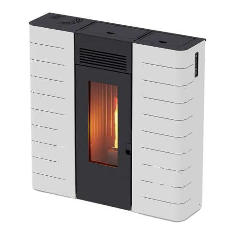 Stufa a pellet 6.5 kw slim bianca foco amg