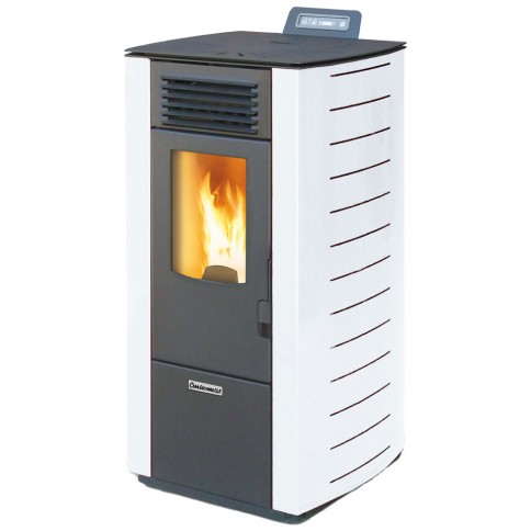 Stufa a pellet 8.7 kw basic steel bianca foco amg