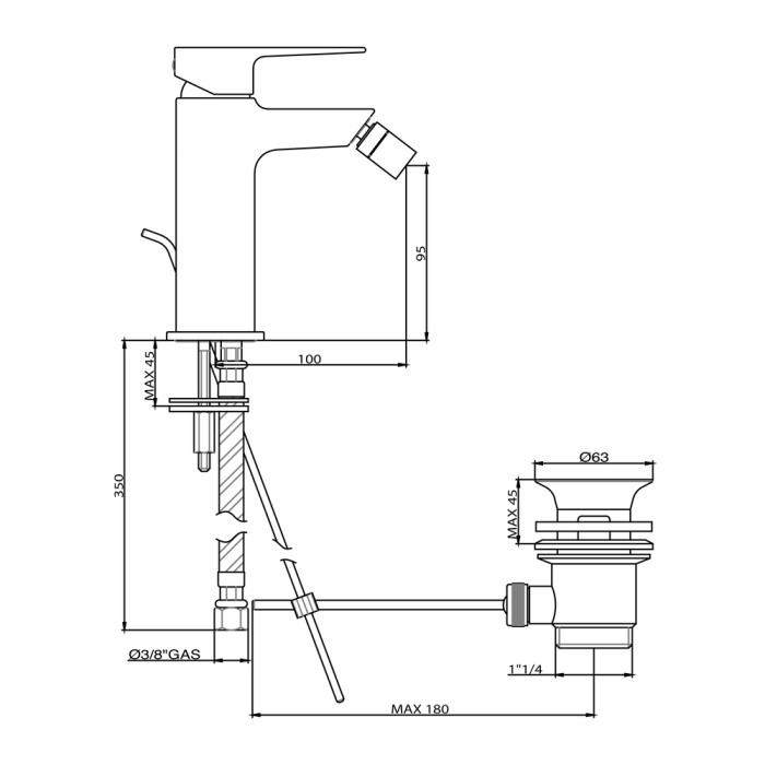 Miscelatore rubinetto bidet khuga gaboli