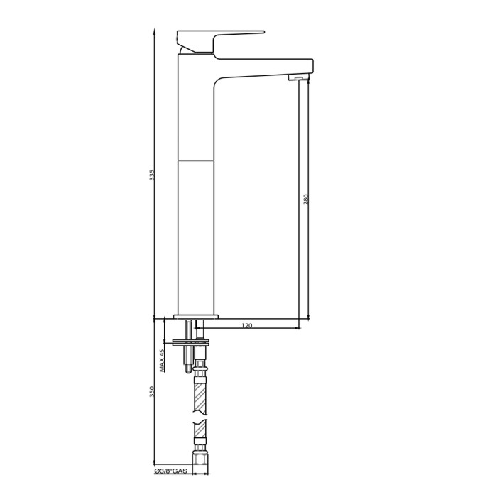 Miscelatore rubinetto lavabo alto 12.0 cm khuga gaboli