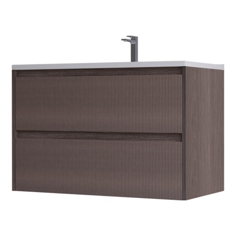 Base sospesa 2 cassetti senza lavabo vanessa 90 cm noce