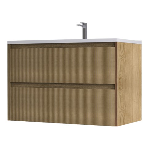 Base sospesa 2 cassetti senza lavabo vanessa 80 cm rovere