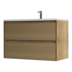 Base sospesa 2 cassetti senza lavabo vanessa 90 cm rovere