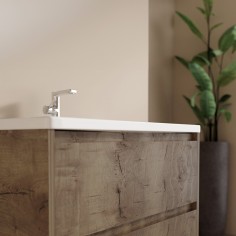 MOBILE BAGNO SOSPESO CON CASSETTI 90 CM TERRA VENATO COMPLETO DI LAVABO E SPECCHIO