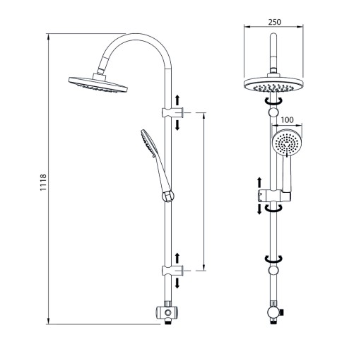 Colonna doccia senza miscelatore poseidon satin metaform