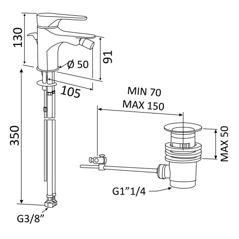 Miscelatore rubinetto bidet surf mariani