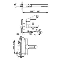 Miscelatore rubinetto vasca completo di doccia h2 huber