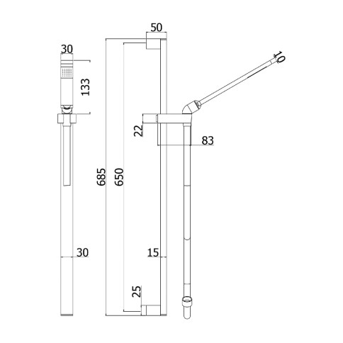 Kit saliscendi in metallo level paffoni