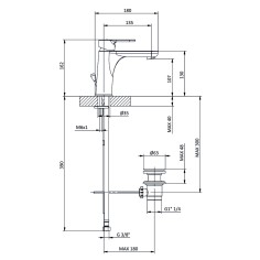 Miscelatore lavabo eleven tiemme canna lunga