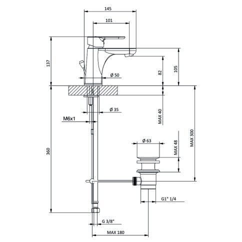 Miscelatore lavabo eleven tiemme cartuccia water energy saving