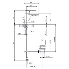 Miscelatore lavabo eleven tiemme cartuccia water energy saving