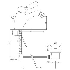 Miscelatore rubinetto bidet cromato con leva bianca imperial gaboli