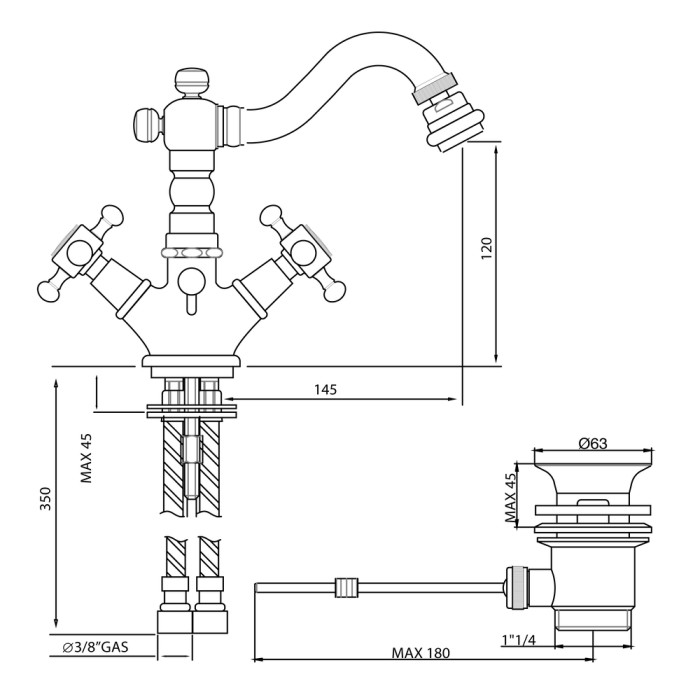 Miscelatore rubinetto bidet duetto gaboli