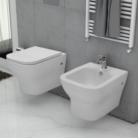 Vaso wc sospeso rimless interasse 18 seven con sedile slim soft close e fissaggi althea