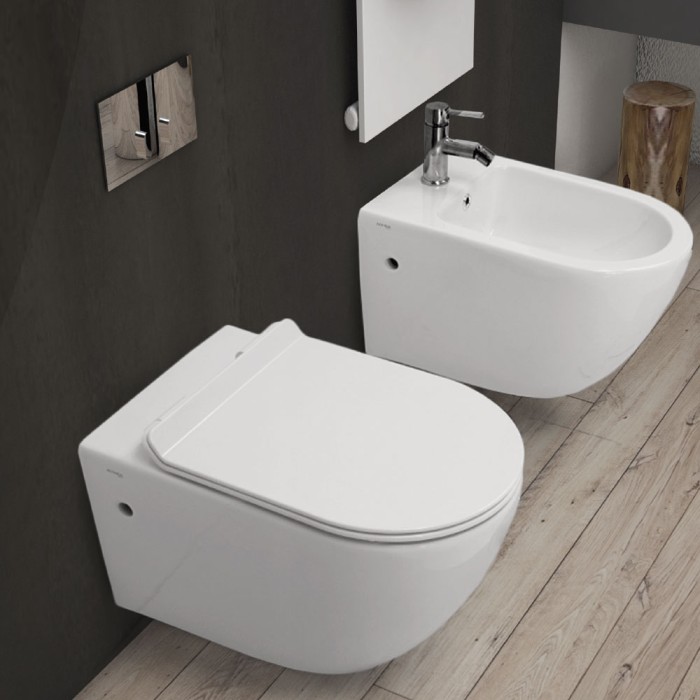 Wc sospeso cover xl con sedile slim soft close e fissaggio althea