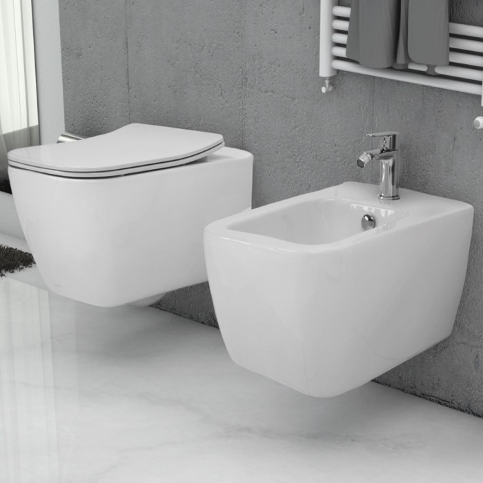 Sedile copriwater originale slim soft close per vaso wc bianco halley idevit