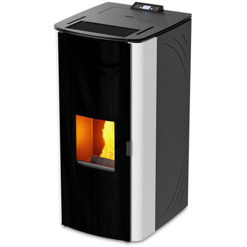 Termostufa a pellet aria acqua 23.1 kw tradizional idro dd bianca foco amg