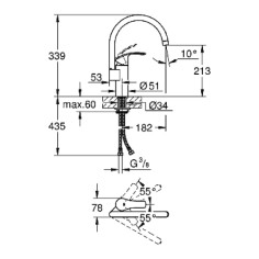 Miscelatore rubinetto per cucina a bocca alta eurosmart grohe