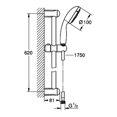 Kit saliscendi in metallo tempesta 100 3 getti grohe