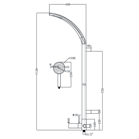 Colonna doccia senza miscelatore tucano grey