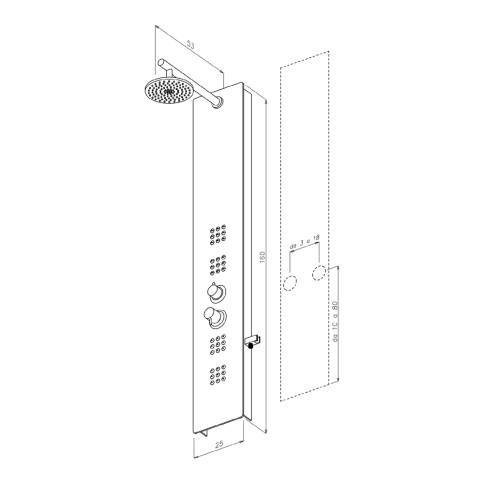 Colonna doccia multifunzione crystal vetro bianco metaform