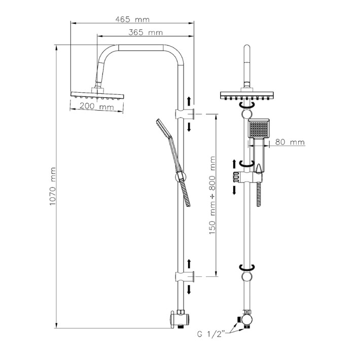 Colonna doccia senza miscelatore shuttle metaform