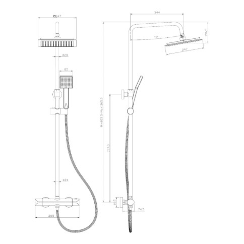 Colonna doccia con miscelatore termostatico quadra premium