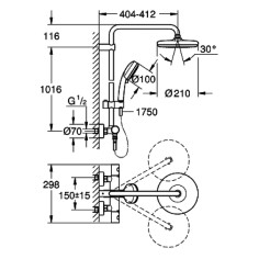 Colonna doccia con miscelatore termostatico tempesta cosmopolitan system 210 grohe