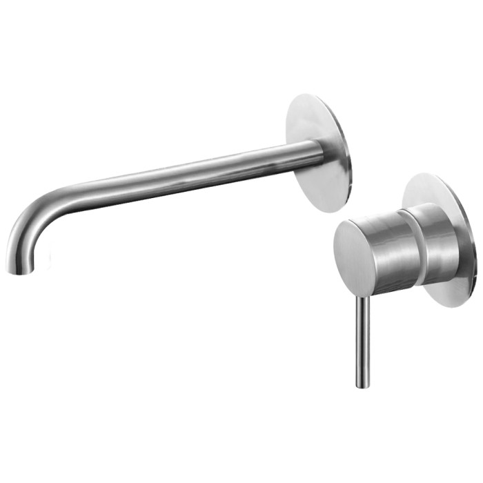 Miscelatore lavabo incasso bocca 250 mm nickel spazzolato nuova kiruna huber