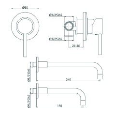 Miscelatore lavabo incasso bocca 240 mm joy gaboli