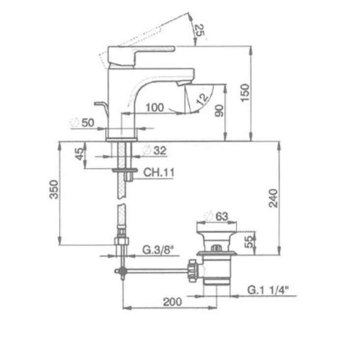 Miscelatore rubinetto lavabo h2 huber