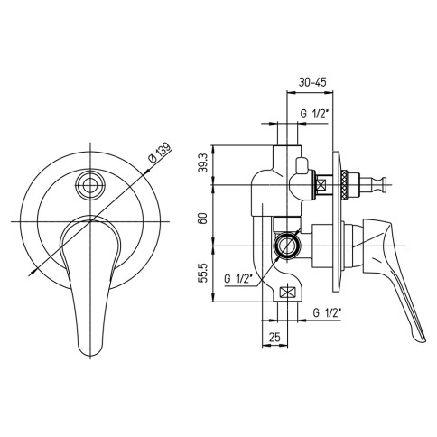 Miscelatore incasso doccia con deviatore pilot paini