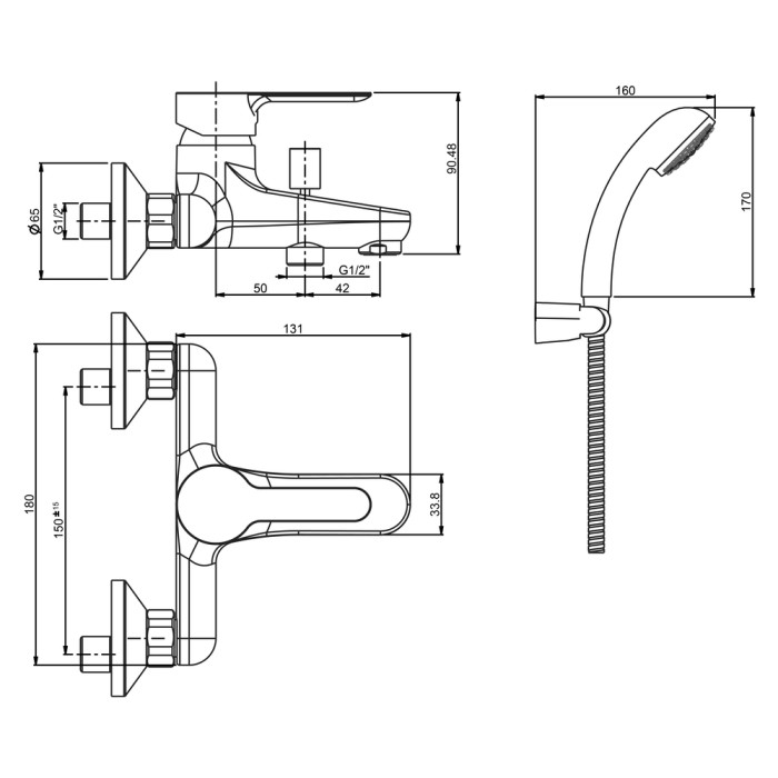 Miscelatore vasca con doccia p3 paini