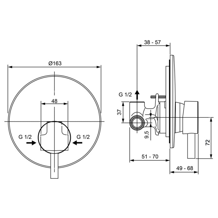 Miscelatore incasso doccia nero opaco ceraline ideal standard