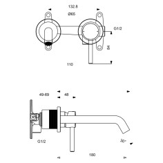 Miscelatore lavabo incasso parte esterna nero opaco ceraline ideal standard