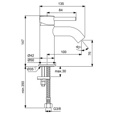 Miscelatore lavabo con scarico nero opaco ceraline ideal standard