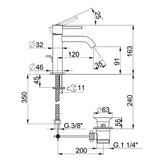 Miscelatore lavabo con scarico large cromato nuova kiruna huber