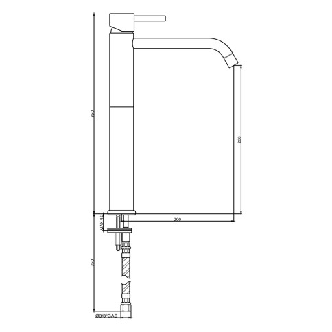 Miscelatore lavabo prolungato joy gaboli