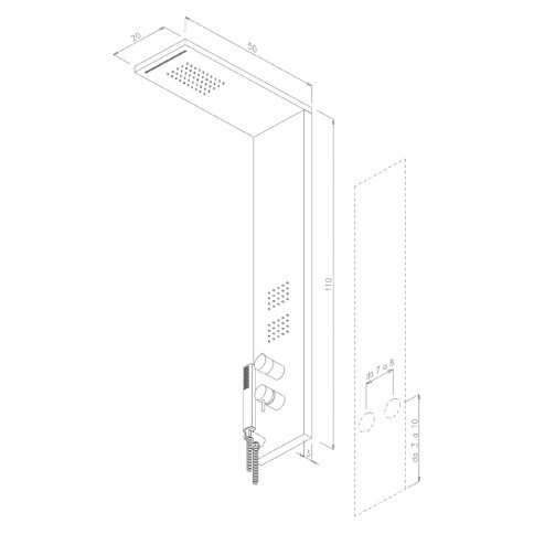 Colonna doccia multifunzione trend acciaio inox lucido metaform