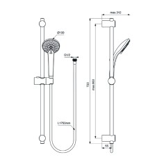 Asta doccia saliscendi monogetto in metallo rain 3 ideal standard